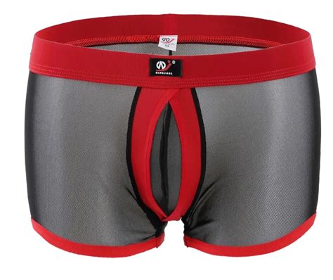 Wj Underwear Men Sexy Gay Male Panties Bugle Pouch Gauze Boxers Mesh Penis Sheath See Through