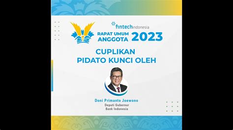 Pidato Kunci Bapak Doni Primanto Joewono Deputi Gubernur Bank