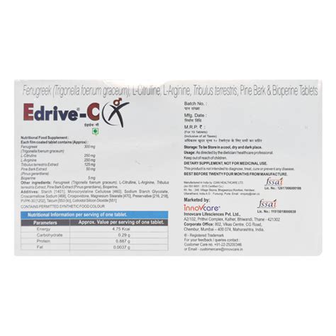 Buy Edrive C Tablet S Online Price Uses Side Effects Netmeds