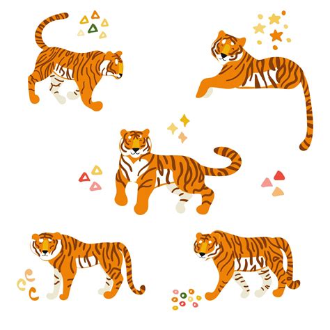 Elementos Vectoriales Del Tigre De Dibujos Animados Png Dibujos The