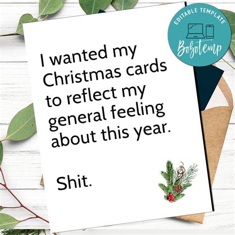 Funny Christmas Card Template for friends or family to print at h ...