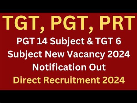 TGT PGT PRT Recruitment 2024 Notification Out For New TGT PGT PRT