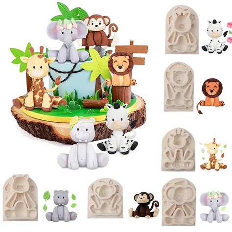 Silicone Chocolate Fondant Mold Le O Elefante Macaco Zebra Girafa Bolo