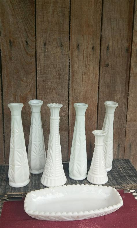 Milk Glass Vases Vintage Wedding Decor Wedding Table Settings