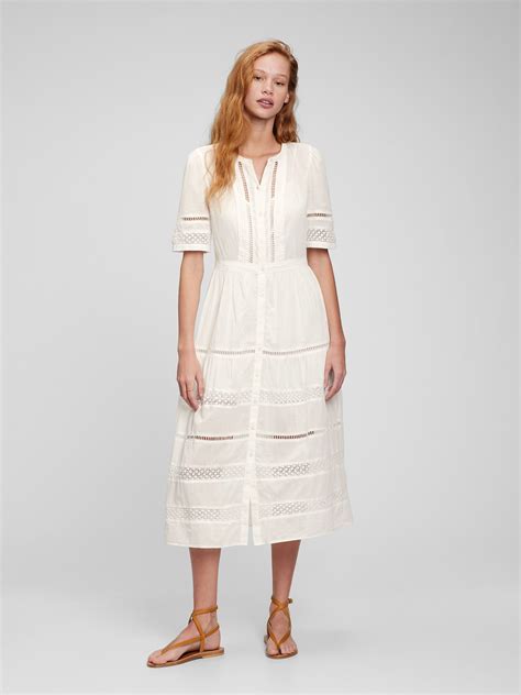 Lace Button-Front Midi Dress | Gap