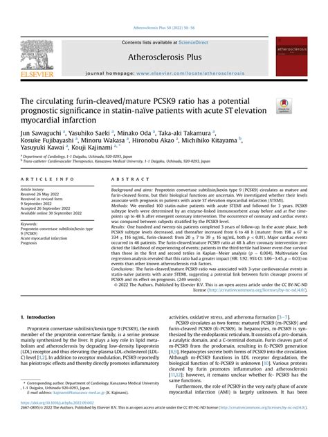 PDF The Circulating Furin Cleaved Mature PCSK9 Ratio Has A Potential