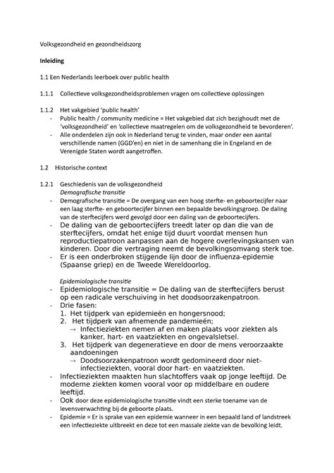 Samenvatting Boek Volksgezondheid En Gezondheidszorg Volksgezondheid