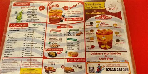 Menu At Chick Blast Gandhidham 34g562q