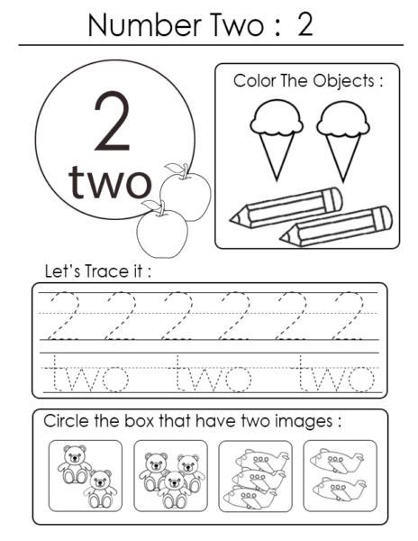 Number 2 Worksheets For Toddlers 
