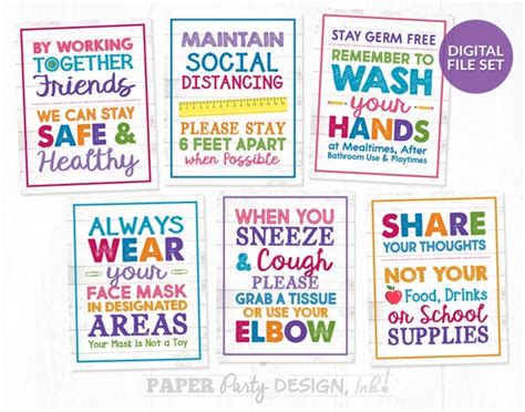 Printable Classroom Safety Signs Set of 6 Size 8 X | Etsy India