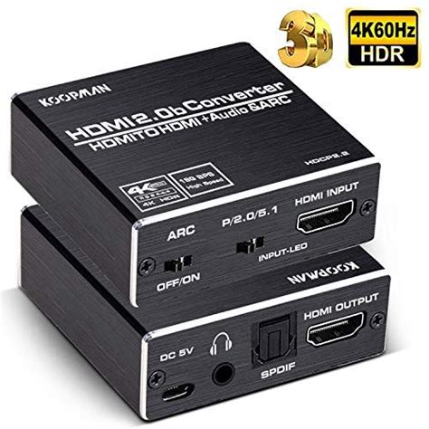 4k60hz Hdmi Audio Extractor Hdmi To Hdmi Optical Toslink 51 Spdif