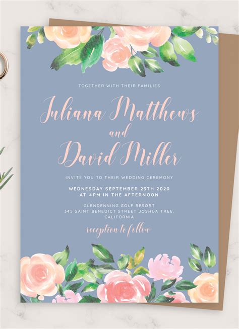 Download Printable Dusty Blue Wedding Invitation Pdf