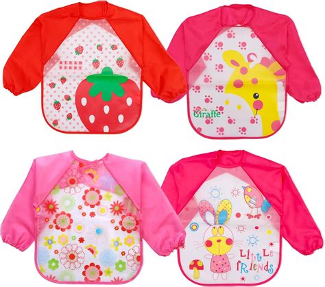 Filowa Bibs With Sleeves4pcs Baby Feeding Bibs Long Sleeve Waterproof