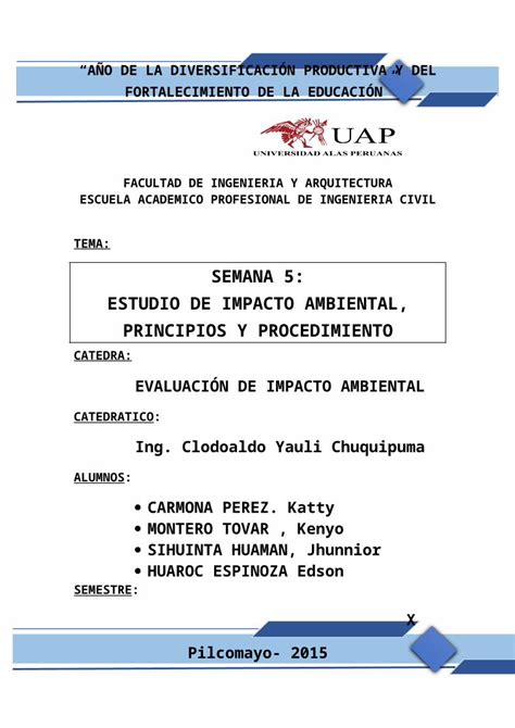 Docx Evaluacion De Impacto Ambiental Principios Y Procedimientos