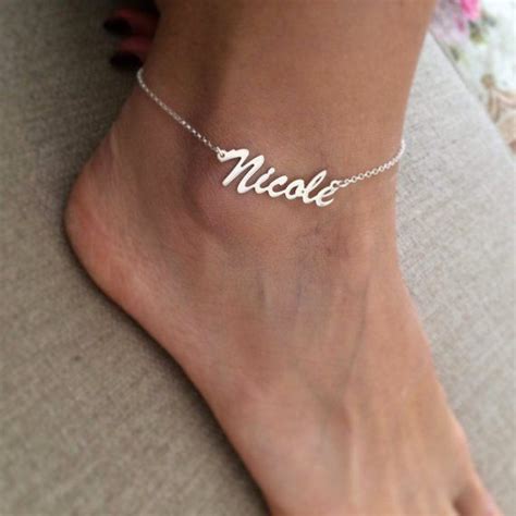 Personalized Sterling Silver Ankle Bracelet With Name Nicole Name