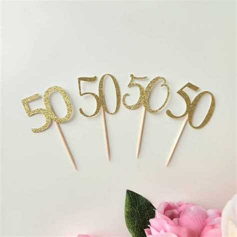 Number 50 Cupcake Toppers 50th Birthday Party Decorations 50th