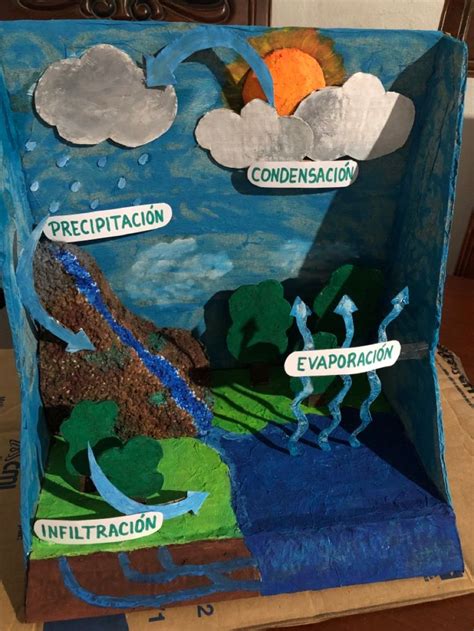 Maqueta Del Ciclo Del Agua Water Cycle Water Cycle Project Water