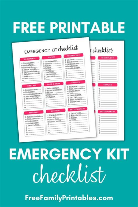 Free Printable Emergency Kit Checklist - Free Family Printables