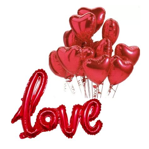 Set Baloane Valentine S Day Love Inima Culoare Rosu It S Party