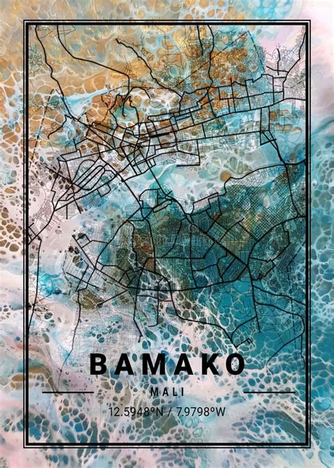 Bamako Mali Sunmix Marble Map Stock Illustration Illustration Of