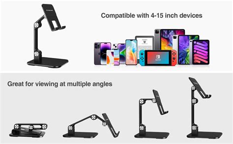 Elitehood Aluminum IPad Stand For Desk Ultra Stable Sturdy Height