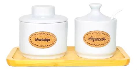 Kit Manteigueira Francesa Açucareiro Porcelana Branca1linha Frete grátis