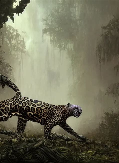 Mutated Jaguar In A Post Apocalyptic City Overgrown Stable Diffusion