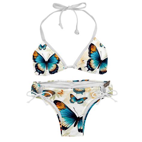 Flower Butterfly Detachable Sponge Adjustable Strap Bikini Set Two Pack