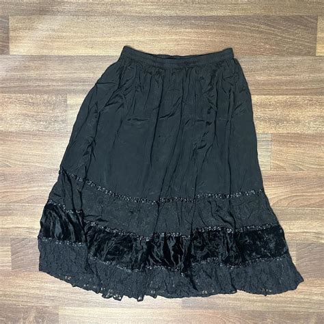 Gorgeous Whimsigoth Maxi Skirt With Lace Velvet Depop