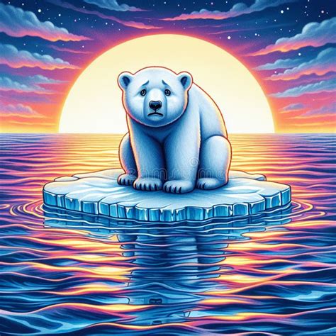 Polar Bear Sitting on Iceberg in the Ocean. Stock Illustration ...