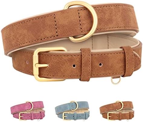 Beirui Collar de piel acolchado suave para perros cómodo collar de