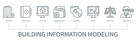 Building Information Vector Infographic In Minimal Outline Style Stock