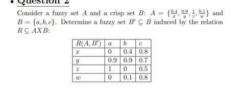 Consider A Fuzzy Set A And A Crisp Set B A Chegg