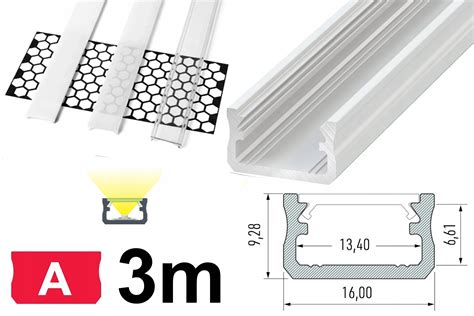 Profil do LED aluminiowy typ A biały 3m KLOSZ Profil do taśm LED typ