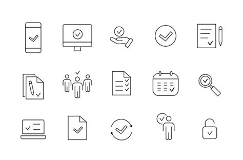 Premium Vector Approve And Check Mark Line Icon Set Line Icons