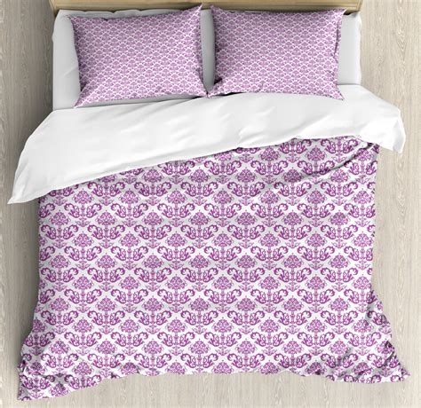 Victorian Duvet Cover Set Floral Lavender Color Bloom Blossoms