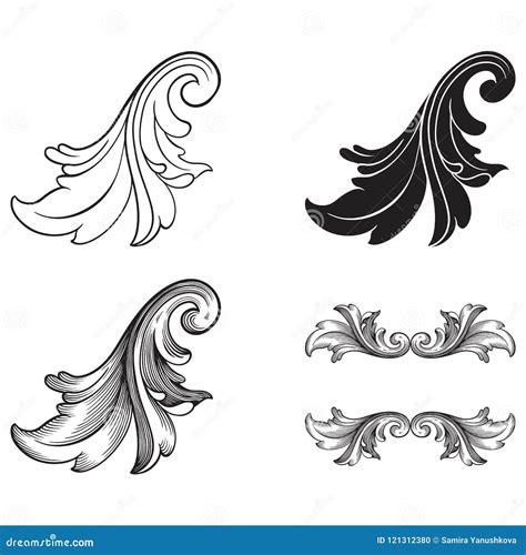 Baroque Vector Set of Vintage Elements Stock Vector - Illustration of ...