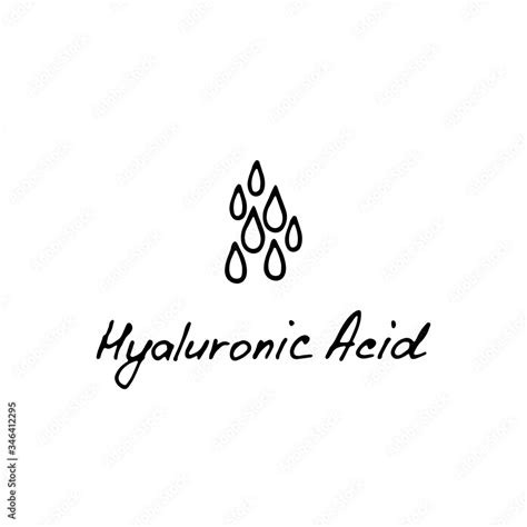 Hyaluronic Acid Hand Drawn Icon Water Drop Korean Beauty Cosmetic