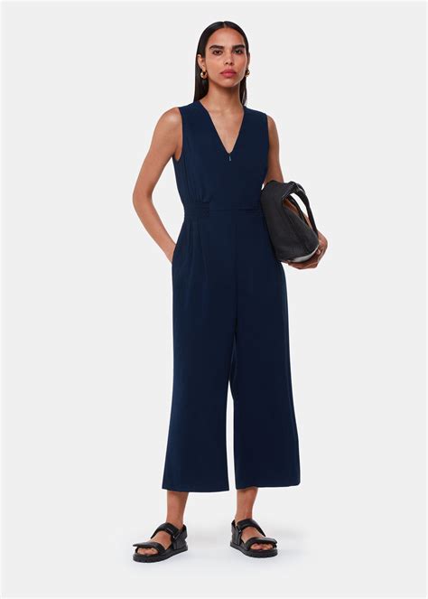 Navy Remmie Jumpsuit Whistles Whistles Uk