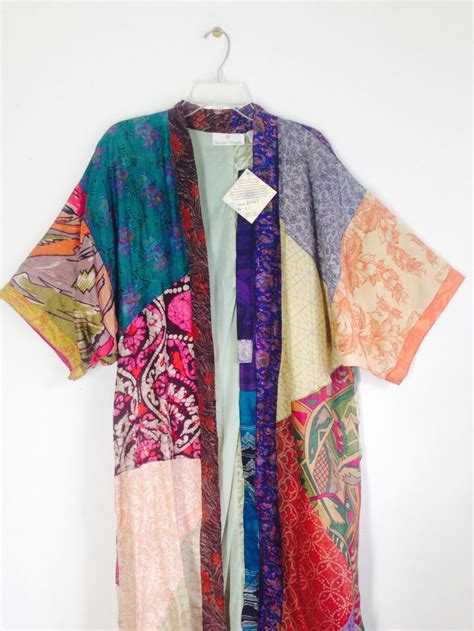 Vintage Sacred Threads Patchwork Silk Kimono Size Small Etsy Kimono