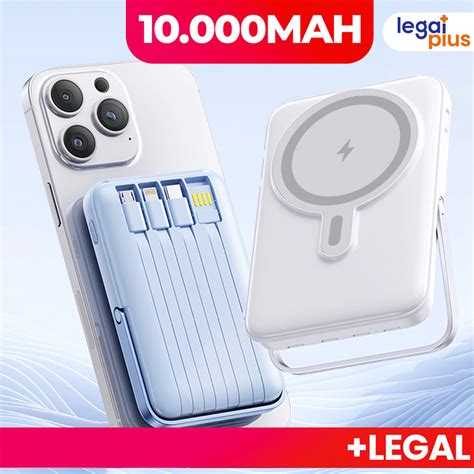 Carregador Portátil 10 000mAh Indução para iPhone Android Magsafe Sem