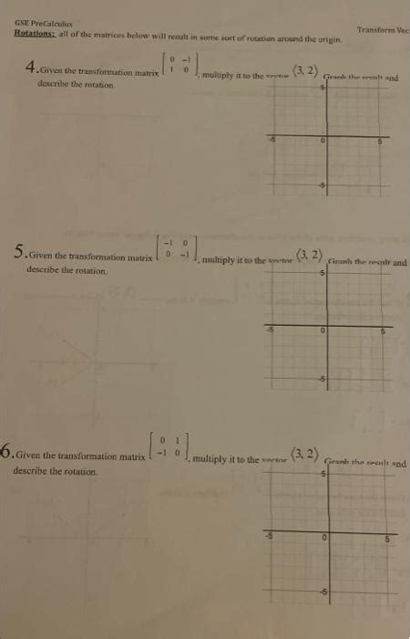 Solved GSE PreCalculus Rotations All Of The Matrices Below Chegg