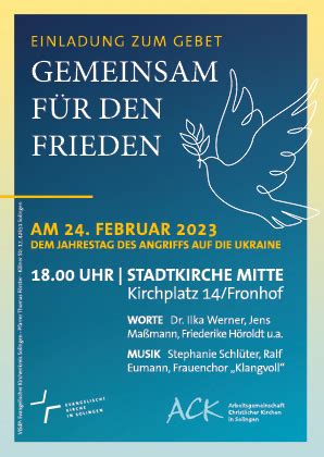 Friedensgebet 24 2 2023 Evangelische Kirchengemeinde Ketzberg