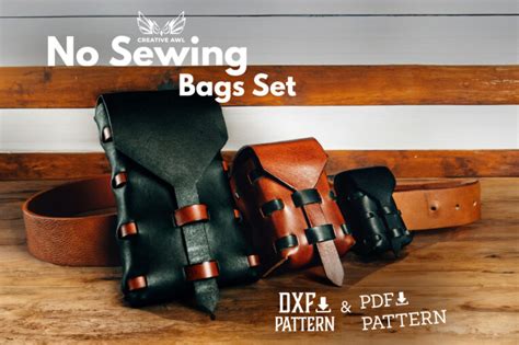 No Sewing Bag SET PDF DXF Pattern Creative Awl Studio