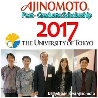 BEASISWA KULIAH S2 DI JEPANG OLEH AJINOMOTO SCHOLARSHIP TAHUN 2017