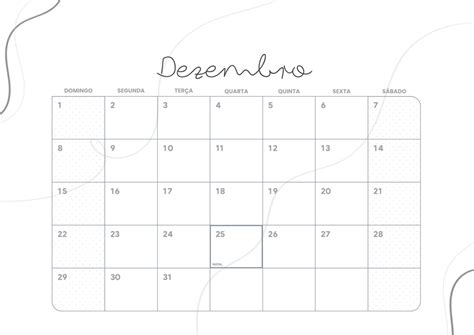 Calendário Mensal 2024 Lettering Dezembro Fazendo a Nossa Festa