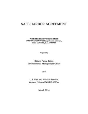 Fillable Online Fws Draft Safe Harbor Agreement 1mb US Fish And