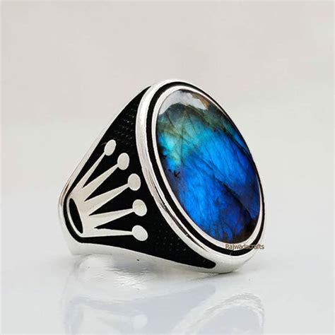 Labradorit Ring 925 Sterling Silber Blue Flesh Labradorit Etsy