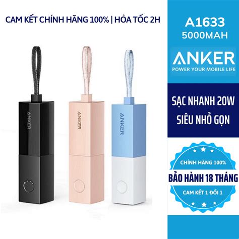 HOẢ TỐC Củ sạc nhanh 20w kiêm Pin dự phòng 5000mah Anker A1633 hình