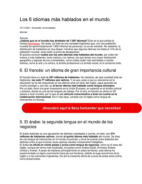 Los Idiomas M S Hablados En El Mundo Los Idiomas M S Hablados En